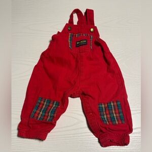 Vintage Oshkosh B’Gosh Overalls Red plaid 12 Months